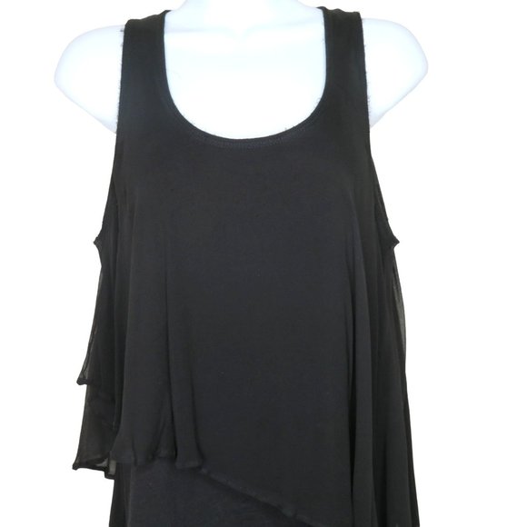 Vintage Elizabeth & James Layered Tunic Tank Top S Black Silk Cotton Small Snags - Picture 3 of 16